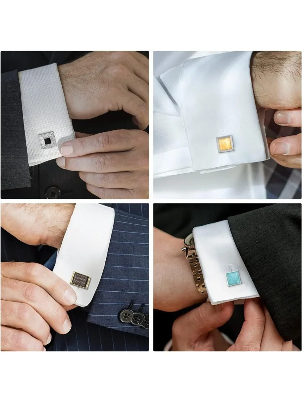 Men's Cufflinks Set - 12 Pack Elegant Jewelry Gift for Shirts, Stylish Case